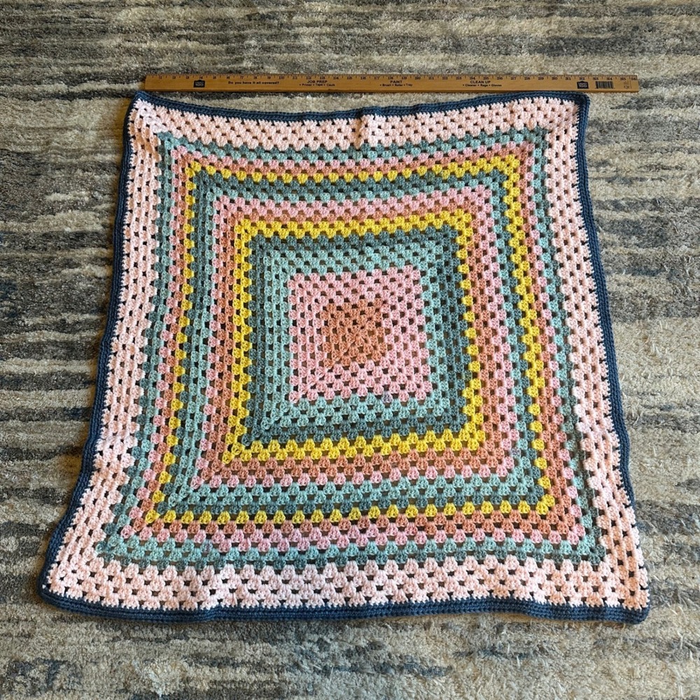 Handmade Crochet Baby Blanket Cottagecore Granny Square Boho RoseanneThrow 35x35